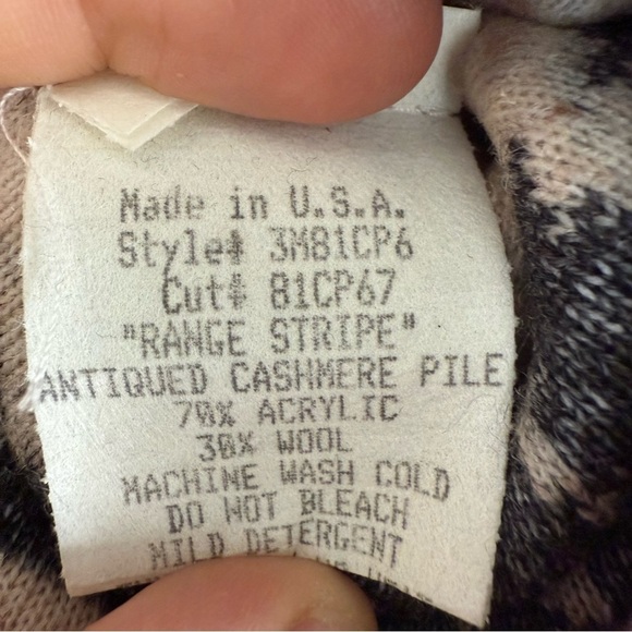 VTG True Grit Range Stripe Antiqued Cashmere Pile Jacket Made in USA Size: XL - Picture 4 of 4
